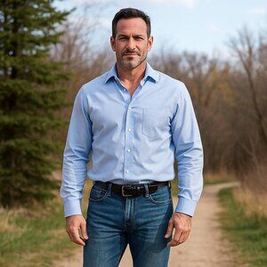 Chiarelli Men's‎ 17-32/33 Single Needle Tailoring Cotton Button Up Shirt Travel